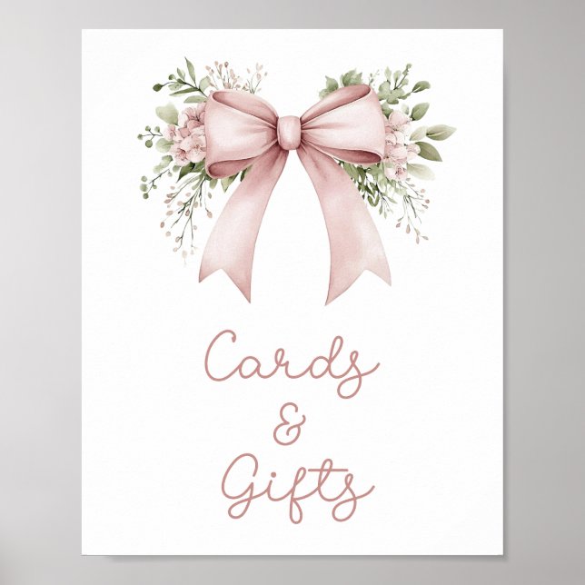 Baby In Bloom Pink Bow Baby Shower Cards And Gifts Poster (Front)