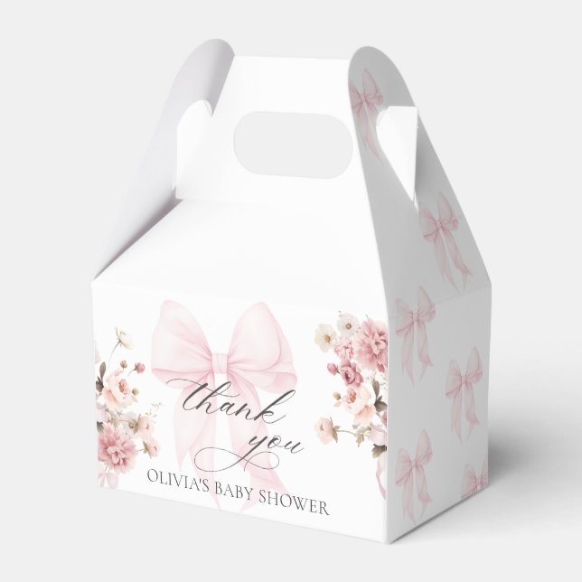 Baby In Bloom Pink Bow Baby Shower Favour Boxes (Front Side)