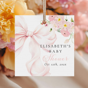 Baby in Bloom Pink Bow Baby Shower Favour Tags