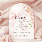 Baby In Bloom Pink Bow Baby Shower Invitation