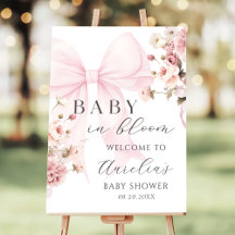 Baby In Bloom Pink Bow Baby Shower Welcome