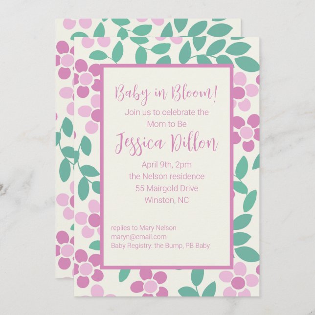 Baby in Bloom Pink Daisies Baby Shower Invitation (Front/Back)