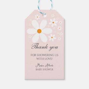Baby in Bloom Pink Daisy Baby Shower Gift Tags