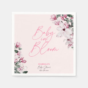 Baby In Bloom Pink Floral Girl Baby Shower Napkin