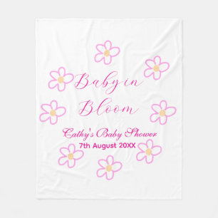 Baby in bloom pink flower baby shower simple elega fleece blanket