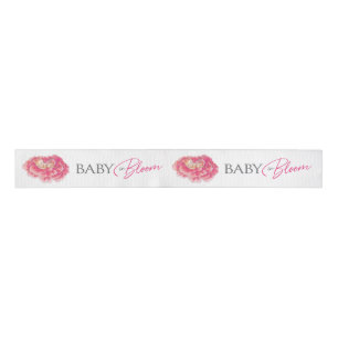 Baby in Bloom pink gray baby shower Grosgrain Ribbon