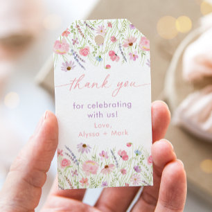 Baby In Bloom Pink Pastel Wildflower Baby Shower Gift Tags