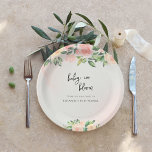 Baby in Bloom | Pink & Peach Floral Baby Shower Paper Plate<br><div class="desc">Add a fun and festive touch to your celebration with personalized paper plates for baby showers, birthdays and other parties. With your table décor being one of the most prominent elements in the look of your event, consider using personalized plates for a signature detail to complete any concept. Add your...</div>