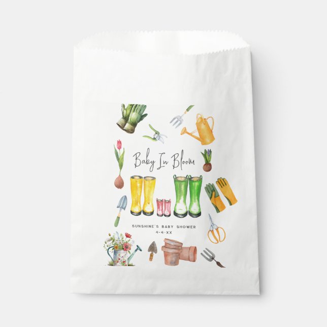 Baby In Bloom Pink Rain Boots Gardening Favour Bag (Front)