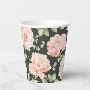 Baby in Bloom Pink Watercolor Floral Baby Shower Paper Cups