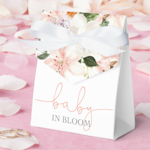 Baby in Bloom pink white floral lilies Favor Box