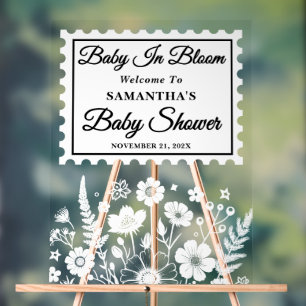 Baby In Bloom Postage Stamp Baby Shower Welcome Acrylic Sign