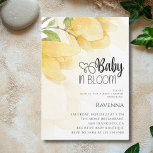 Baby in Bloom Preppy Yellow Magnolia Baby Shower Invitation