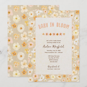 Baby in Bloom pressed flowers baby shower Invitation