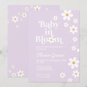 Baby in Bloom purple Daisy Baby Shower Invitation