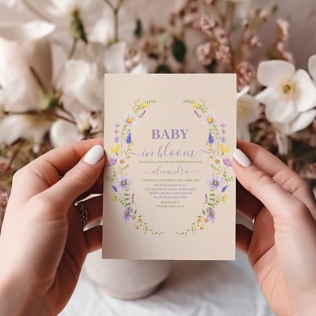 Baby in Bloom Purple Wildflower Baby Shower Invitation (Creator Uploaded)