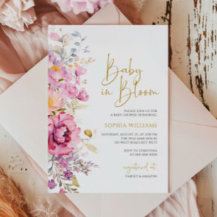 Baby in Bloom Purple Wildflowers Baby Shower Invitation