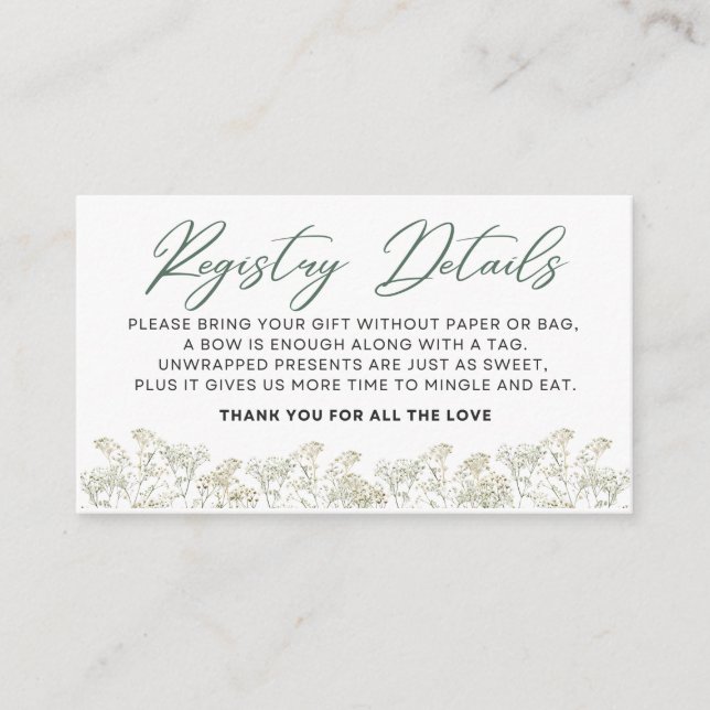 Baby in Bloom - Registry Details - Green Enclosure Card (Front)