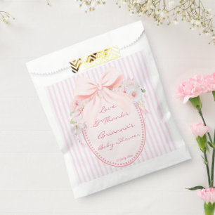 Baby in bloom retro preppy bow baby shower custom favour bag
