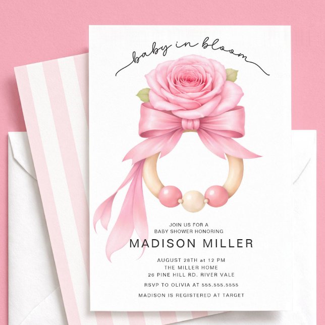 Baby in Bloom Rose Baby Shower Invitation (Creator Uploaded)