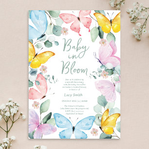 Baby in Bloom Sage Green Baby Shower Invitation