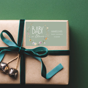 Baby in Bloom Sage Green Botanical Baby Shower Sticker