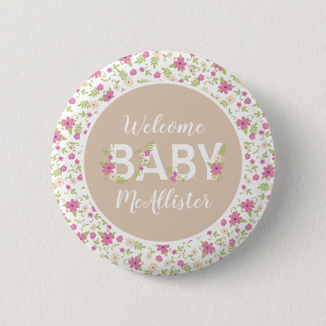 Baby in Bloom Shower 2 Inch Round Button (Front)