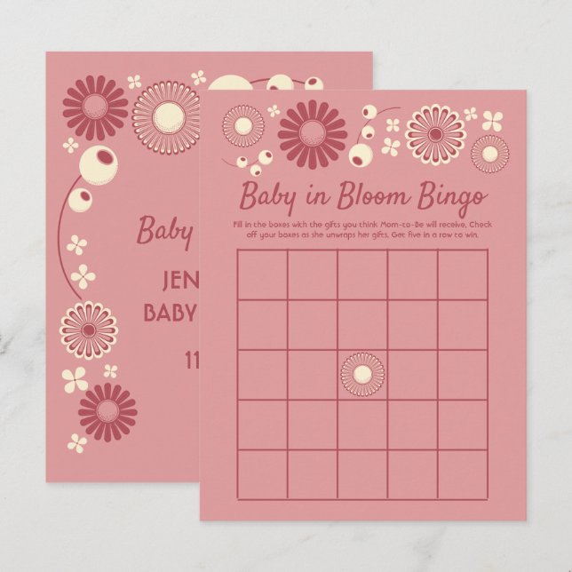 Baby in Bloom Shower Bingo Game Cards (Front/Back)