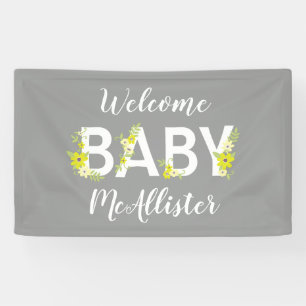 Baby in Bloom Shower Vintage Flower Gender Neutral Banner