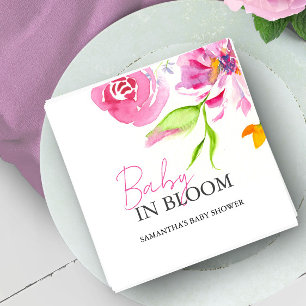 Baby In Bloom Shower Watercolor Flowers Napkin