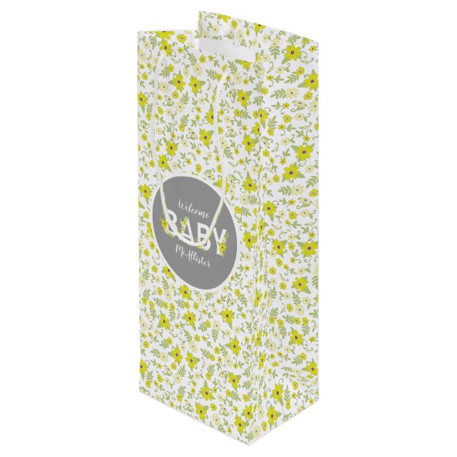 Baby in Bloom Shower Wine Gift Bag (Back Angled)