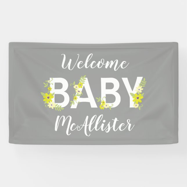 Baby in Bloom Shower Yellow Banner (Horizontal)