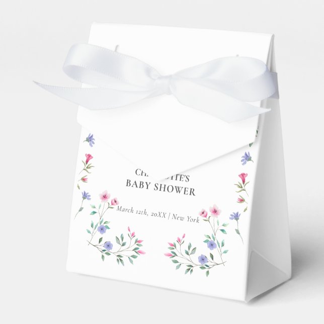 Baby In Bloom | Simple Wildflower Baby Shower Favor Box (Front Side)