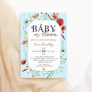 Baby in Bloom Soft-Blue Wildflowers Baby Shower  Invitation