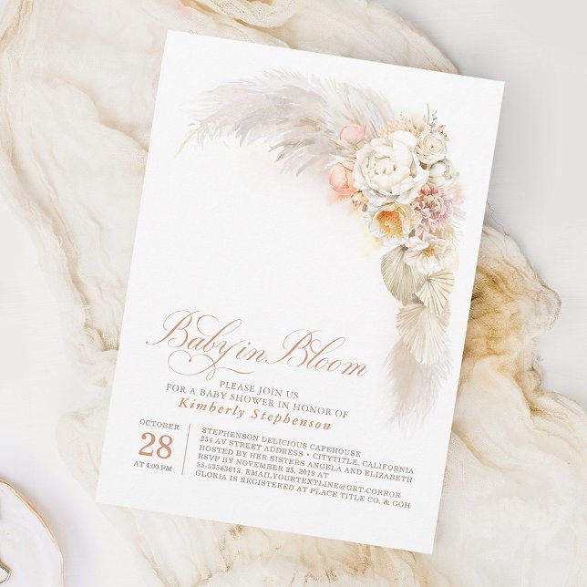 Baby in Bloom Soft Pastel Floral Baby Shower Invitation (Creator Uploaded)