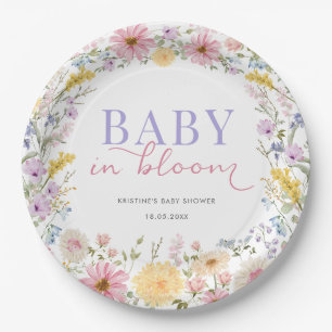 Baby in Bloom: Soft Wildflower Meadow Baby Shower Paper Plate
