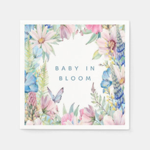 Baby In Bloom Soft Wildflowers Neutral Baby Shower Napkin