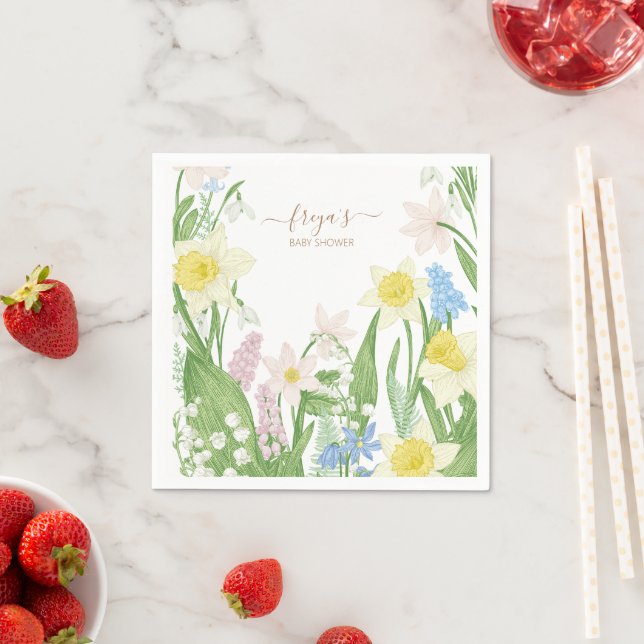 Baby in Bloom Spring Easter Baby Shower Napkin (Insitu)