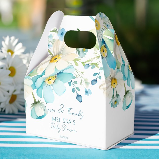 Baby in bloom spring summer baby shower favours favor box (Baby in bloom spring summer baby shower favors personalized favor box wild daisies blue buttercups)