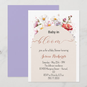 Baby in Bloom Spring Summer Floral Baby shower Invitation