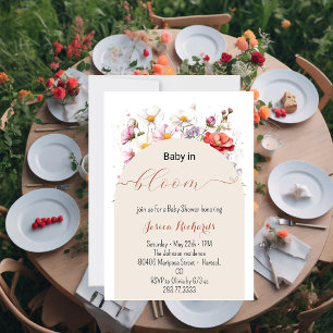 Baby in Bloom Spring Summer Floral Baby shower Invitation