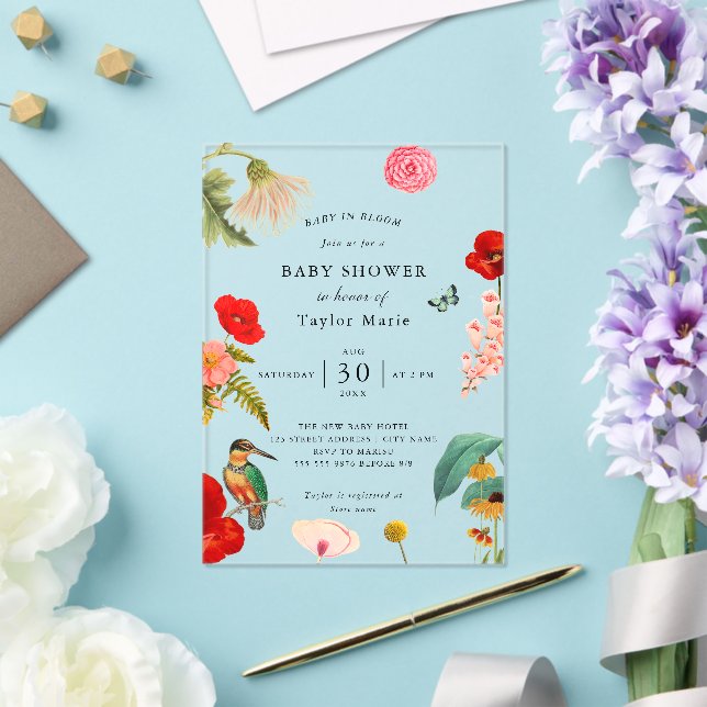 Baby in Bloom | Spring Wildflower Baby Shower Acrylic Invitations (Insitu (Wedding))