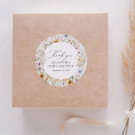 Baby in Bloom Spring Wildflower Baby Shower Classic Round Sticker<br><div class="desc">Say thank you to friends and family with these elegant spring wildflower stickers,  featuring watercolor wildflowers in muted pastel tones.</div>