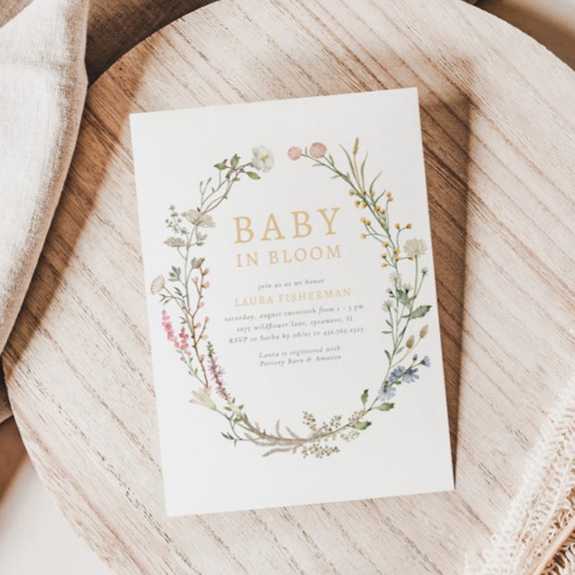 Baby in Bloom Spring Wildflower Floral Baby Shower Invitation (Creator Uploaded)