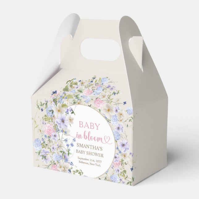 Baby in bloom spring Wildflowers Arch Baby Shower Favor Box (Front Side)