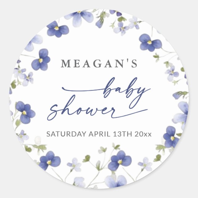 Baby In Bloom Spring Wildflowers Baby Shower  Classic Round Sticker (Front)