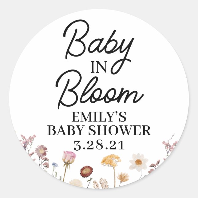 Baby in Bloom Stickers, Seed Packet, Baby Shower Classic Round Sticker (Front)