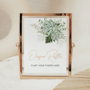 Baby in Bloom Succulent Baby Shower Diaper Raffle Poster