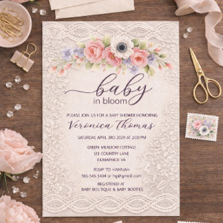Baby in Bloom Sweet Floral Baby Shower Invitation