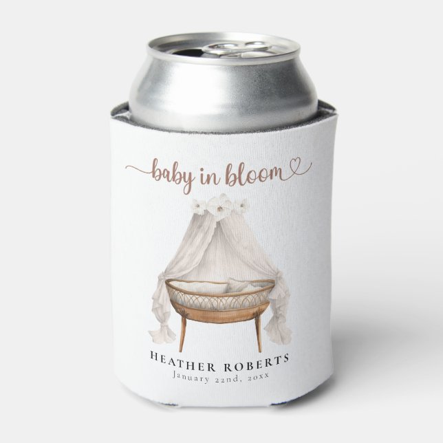 Baby In Bloom Trendy Boho Baby Shower Can Cooler (Can Front)